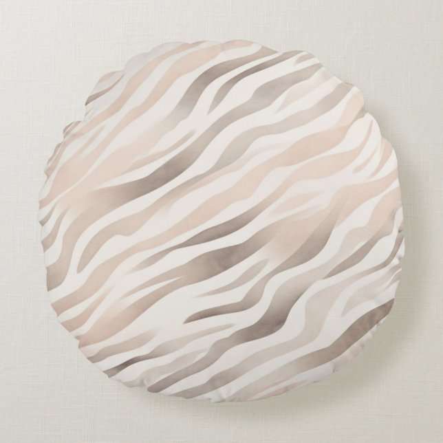 Almofada Redonda Creme-Zebra, cor-de-rosa (Frente)