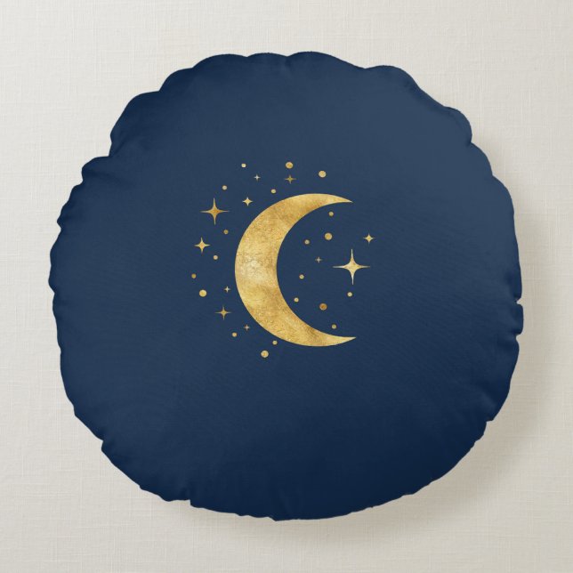 Almofada Redonda Crescent Moon Starry Night (Frente)