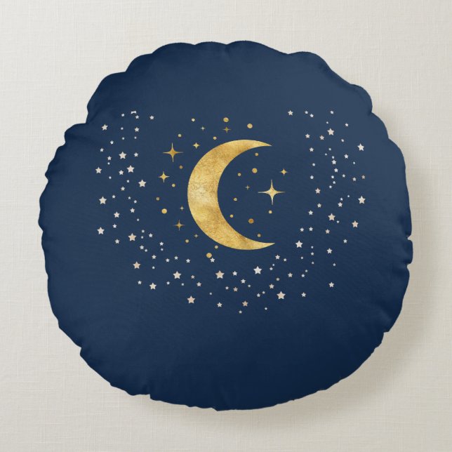 Almofada Redonda Crescent Moon Starry Night (Frente)