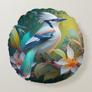 Almofada Redonda Crested Teal Winged Jay