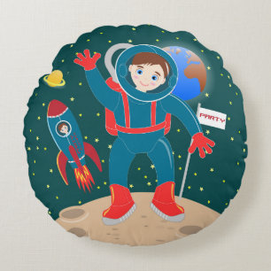 Almofada Redonda Criança astronauta na festa de aniversário da lua