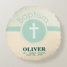 Almofada Redonda Criança de Deus, Batismo, Sexo Verde Neutro