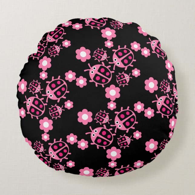 Almofada Redonda Crianças Coccinellidae ladybug (Frente)