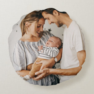 Almofada Redonda Crie Sua Própria Foto Personalizada com Duas Fotos