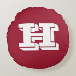 Almofada Redonda Crimson and White Varsity Letter Monogram