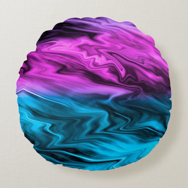 Almofada Redonda Crítico em vanguarda e azul (Frente)