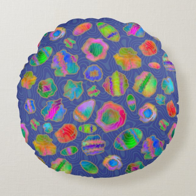 Almofada Redonda Crystalline Riverbed Winter Blue (Frente)