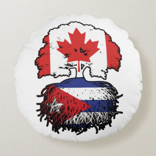 Almofada Redonda Cuba Cuba Cuba Canadá: Bandeira de Raízes de Árvor