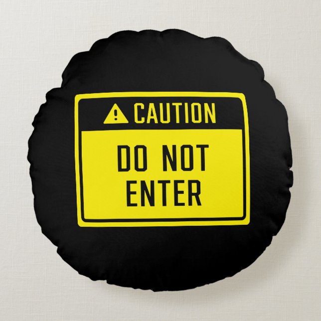 Almofada Redonda Cuidado Não Inserir Sinal (Frente)