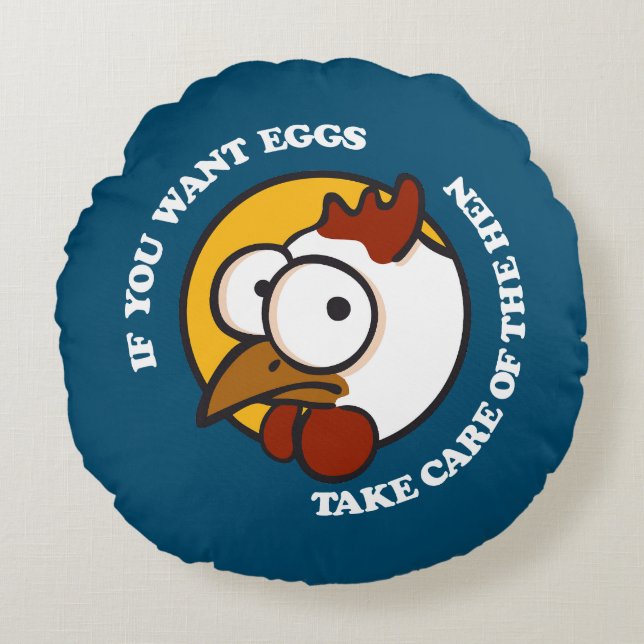 Almofada Redonda Cuidar da galinha 1 (Frente)