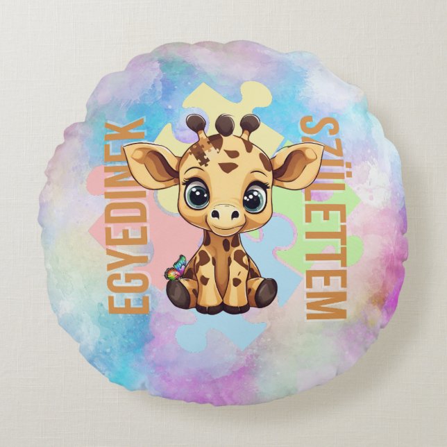 Almofada Redonda Cuki affirmációk | SNI Zsiráf | egípcio (Frente)