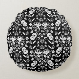 Almofada Redonda Cupcake Baking Folk Art