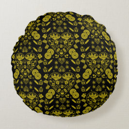 Almofada Redonda Cupcake Baking Folk Art