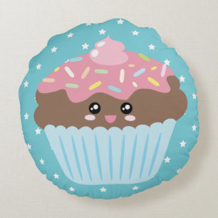 Almofada Redonda Cupcake bonito de Kawaii
