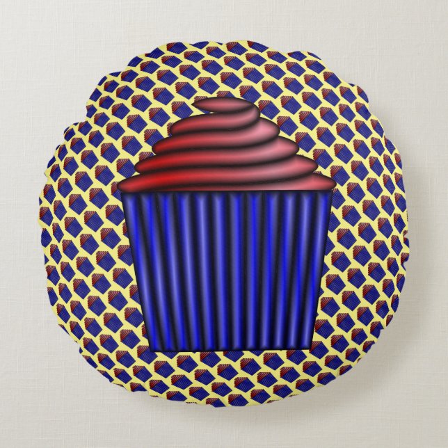 Almofada Redonda Cupcake por Kenneth Yoncich (Frente)