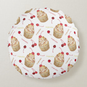 Almofada Redonda Cupcakes de aquarela