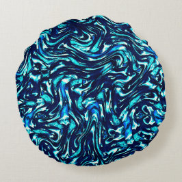 Almofada Redonda Curvas azuis e cianas mimadas
