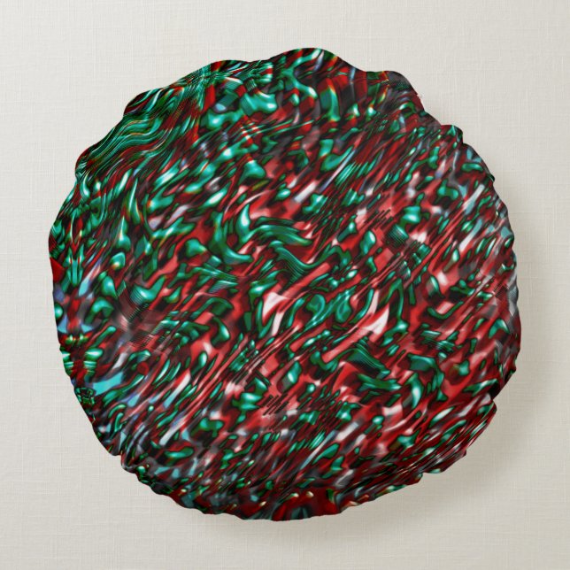 Almofada Redonda Curvas em camadas, verdes e ensopadas (Verso)