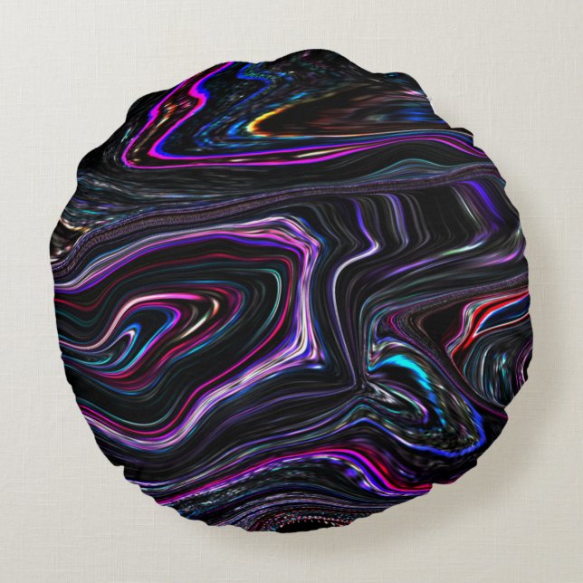 Almofada Redonda Curvas irregulares com cor sufocada pelo escuro (Verso)