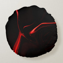 Almofada Redonda Curvas, ondulação no fundo preto vermelho.