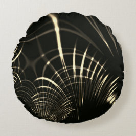 Almofada Redonda Curvas pontiagudas a cores caquis e fundo escuro