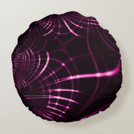 Almofada Redonda Curvas pontiagudas de cor rosa e fundo escuro