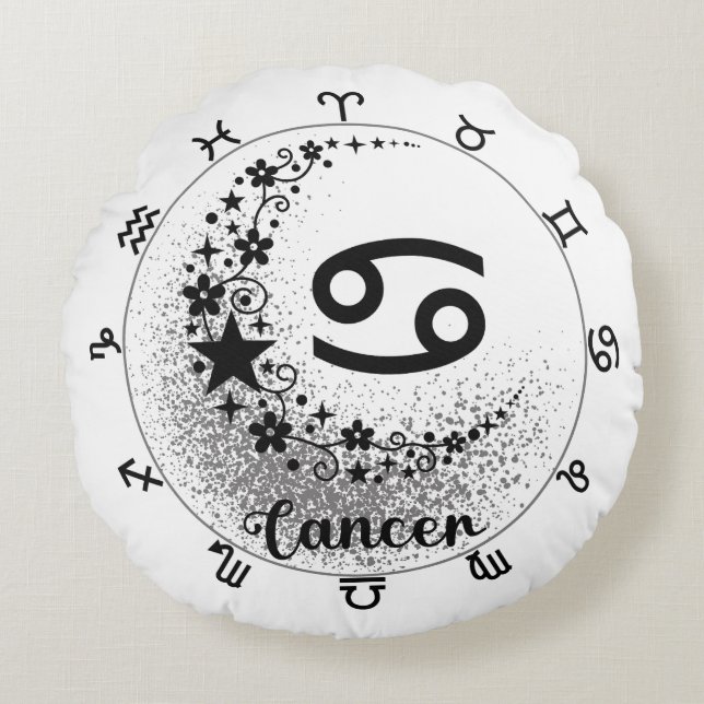 Almofada Redonda Cushion de conforto cósmico: Abraça seu Cancer int (Frente)