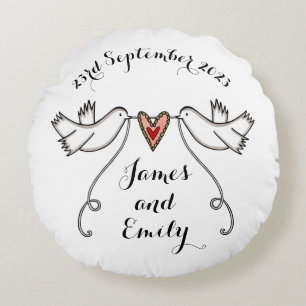 Almofada Redonda Cushion de presente personalizado de pombos branco