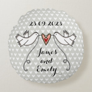 Almofada Redonda Cushion de presente personalizado de pombos branco