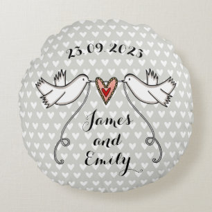 Almofada Redonda Cushion de presente personalizado de pombos branco