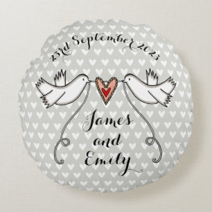 Almofada Redonda Cushion de presente personalizado de pombos branco