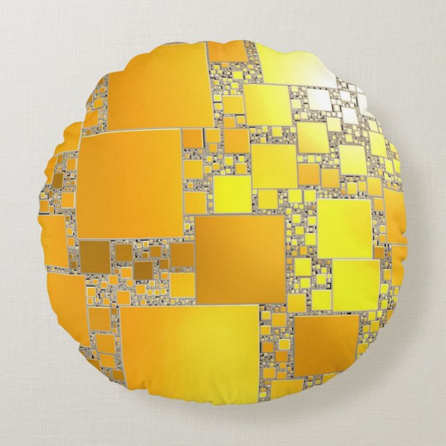 Almofada Redonda Cushion redondo amarelo e laranja ao quadrado (Frente)