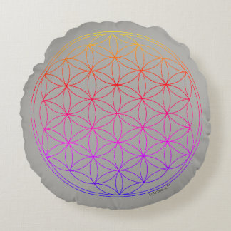 Almofada Redonda Cushion Reversible Flower of Life and Mandala