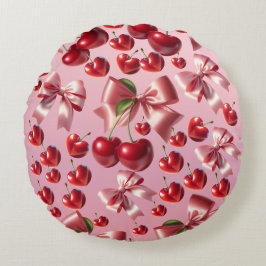 Almofada Redonda Custom Coquette Heart Bow Pattern Wrapping Paper