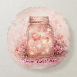 Almofada Redonda Custom Heart Jar Round Pillow