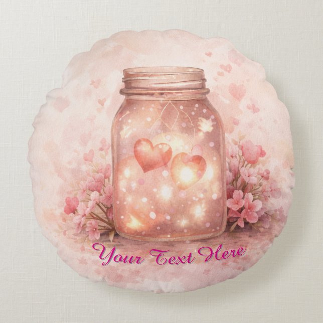 Almofada Redonda Custom Heart Jar Round Pillow (Frente)