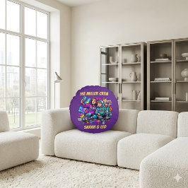 Almofada Redonda Custom Name Mother Son Skater Purple Round Pillow