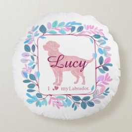 Almofada Redonda Custom pastel pink Labrador Retriever throw pillow