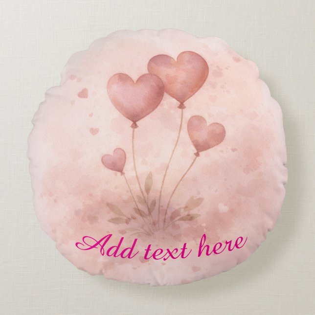Almofada Redonda Custom Round Heart Balloon Pillow (Frente)