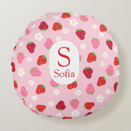 Almofada Redonda Custom Round Strawberry & Daisy Baby Pillow
