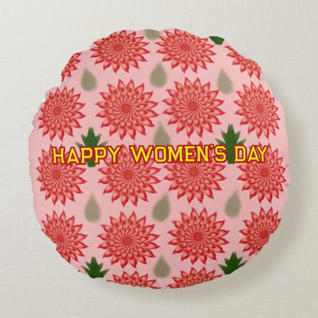 Almofada Redonda Custom Spring Flower Women's Day PatWrapping Paper (Frente)