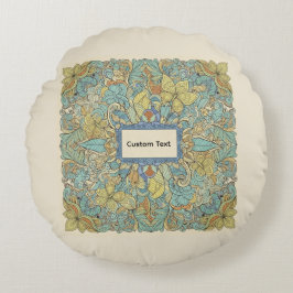 Almofada Redonda Custom Text Round Zentangle Mandala Pillow
