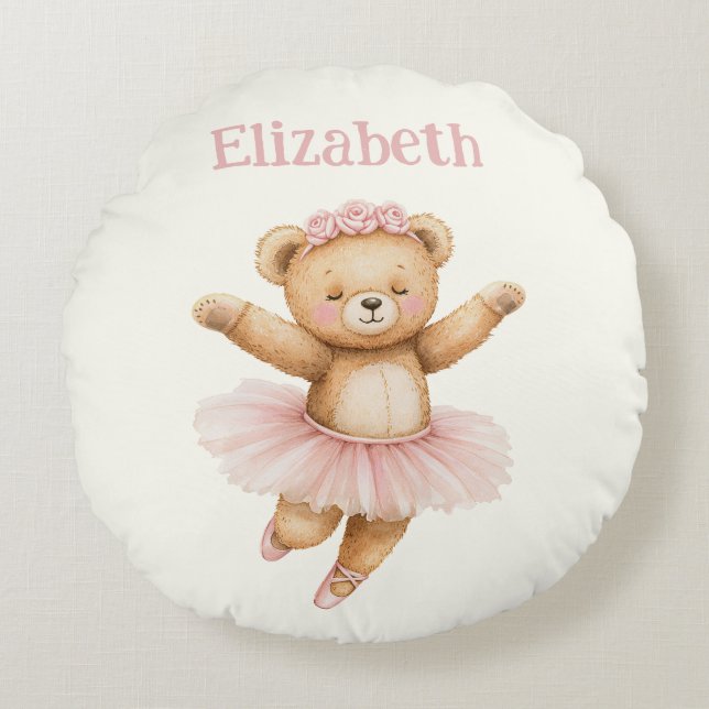 Almofada Redonda Cute ballerina bear (Frente)