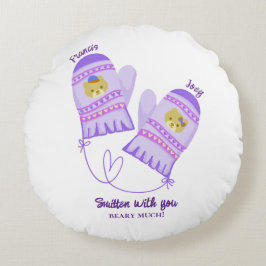 Almofada Redonda Cute Bear Mittens Personalized Lovers Round Pillow
