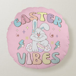 Almofada Redonda Cute Bunny Atmosfera de Páscoa Pastel Primavera