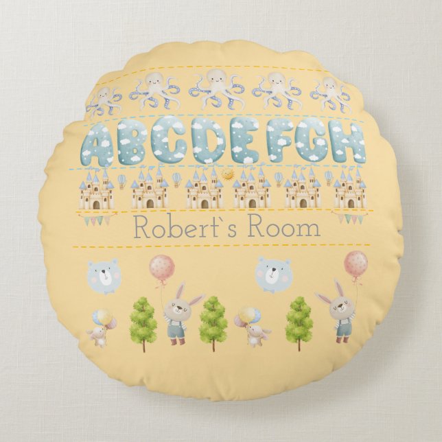 Almofada Redonda Cute Bunny  Bear pastel antistress (Frente)