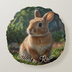Almofada Redonda Cute Bunny jardim de cottage inglês de Páscoa