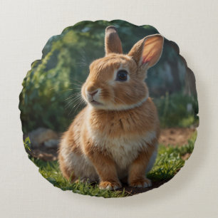 Almofada Redonda Cute Bunny jardim de cottage inglês Páscoa 
