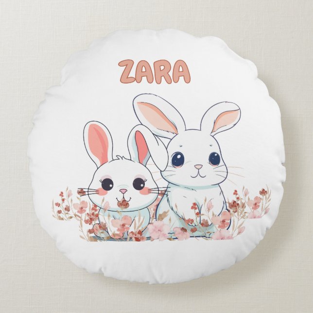 Almofada Redonda Cute Bunny Round Pillow (Frente)