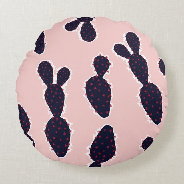 Almofada Redonda Cute cactus seamless pattern sweet mood and tone,  (Frente)